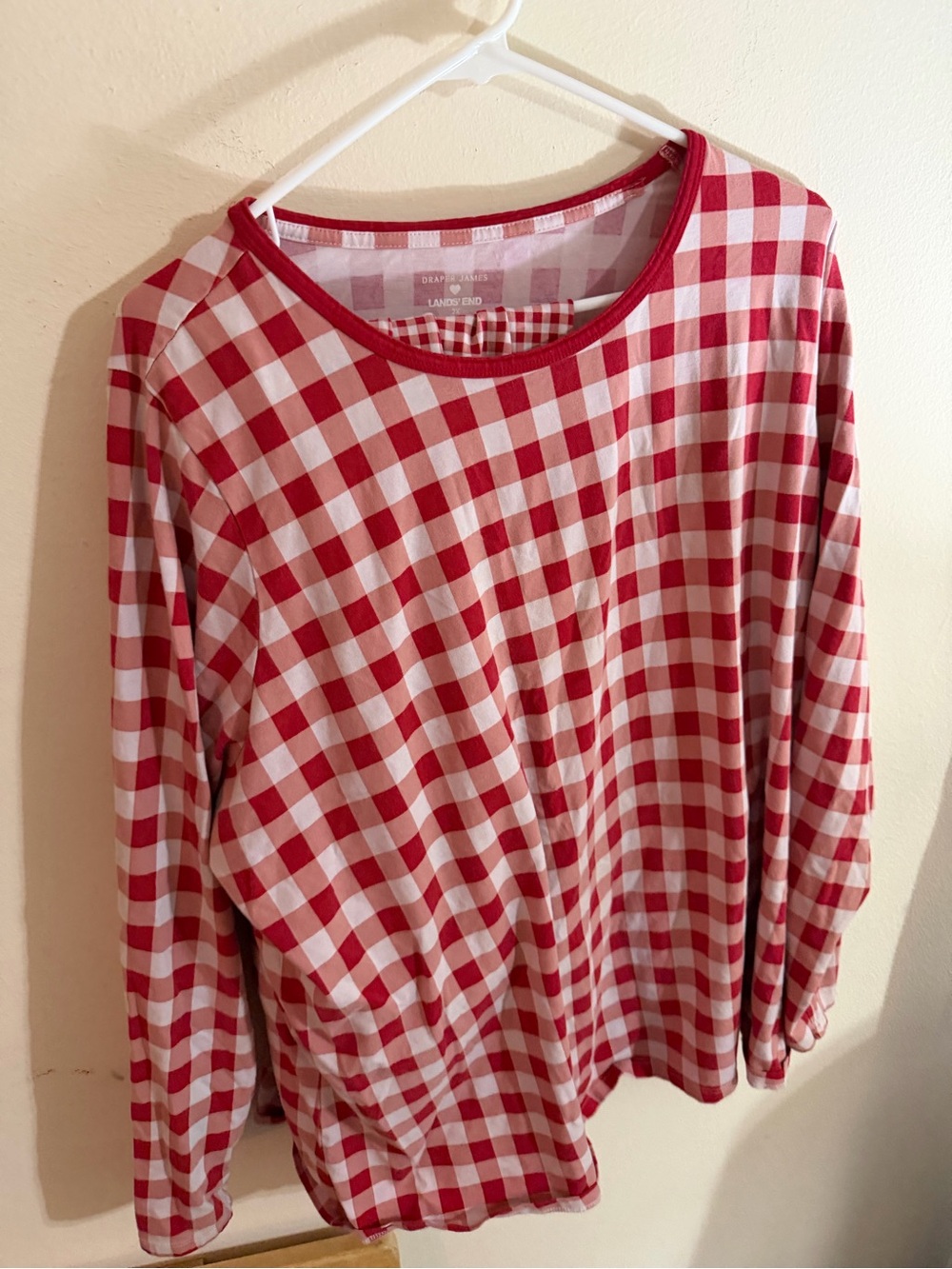 Draper James Lands End Size 2x  Red and White Gingham Top with Contrasting Trim